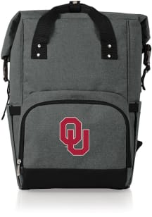 Picnic Time Oklahoma Sooners Grey Roll Top Cooler Backpack