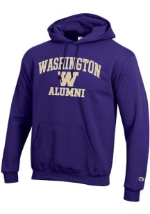 Mens Washington Huskies Purple Champion Logo Alumni Powerblend Hooded Sweatshirt