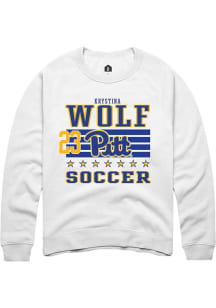 Krystina Wolf Rally Mens White Pitt Panthers NIL Striped Player Crew