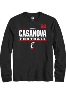 Ronan Casanova Mens Black Cincinnati Bearcats NIL Stacked Box Long Sleeve Player T Shirt