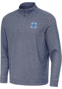 Antigua Coast Guard Mens Navy Blue Subtle Long Sleeve Qtr Zip Pullover