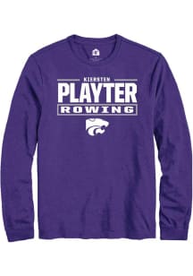Kiersten Playter Mens Purple K-State Wildcats NIL Stacked Box Long Sleeve Player T Shirt