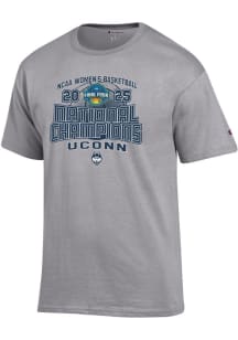 Champion UConn Huskies Grey 2025 National Champions Jersey Short Sleeve T Shirt