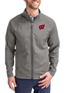 Graphite Wisconsin Badgers Cutter and Buck Mens Adapt Eco Big and Tall Light Weight Jacket