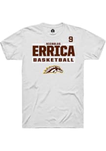 Nicholas Errica Rally Mens White Western Michigan Broncos NIL Stacked Box Player T Shirt