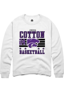 Jenessa Cotton Rally Mens White K-State Wildcats NIL Striped Player Crew