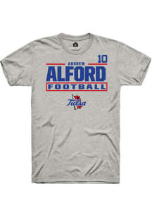 Andrew Alford Rally Mens Ash Tulsa Golden Hurricane NIL Stacked Box Player T Shirt