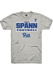 Deuce Spann Rally Mens Ash Pitt Panthers NIL Stacked Box Player T Shirt