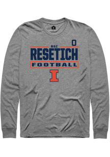 Mac Resetich Mens Graphite Illinois Fighting Illini NIL Stacked Box Long Sleeve Player T Shirt