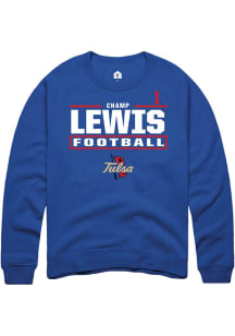 Champ Lewis Rally Mens Blue Tulsa Golden Hurricane NIL Stacked Box Player Crew