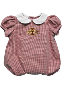 Vive La Fete Iowa State Cyclones Baby Cardinal Gingham Collar Short Sleeve One Piece
