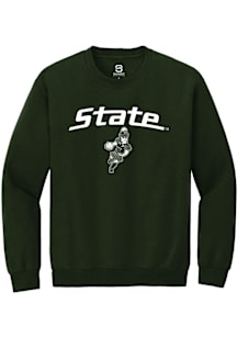 Summit Sportswear Michigan State Spartans Mens Green State Logo Long Sleeve Crew Sweatshirt