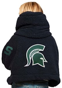 Jill Martin Michigan State Spartans Womens Black Bedazzled Cropped Lounger Medium Weight Jacket