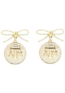 Texas A&amp;M Aggies Logo Pearl Bow Womens Earrings