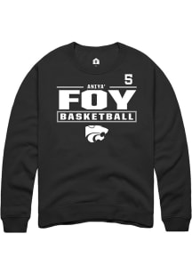 Aniya’ Foy Rally Mens Black K-State Wildcats NIL Stacked Box Player Crew