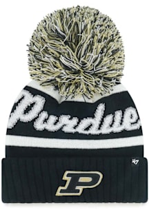 47 Purdue Boilermakers Black Spirited Cuff Pom Womens Knit Hat