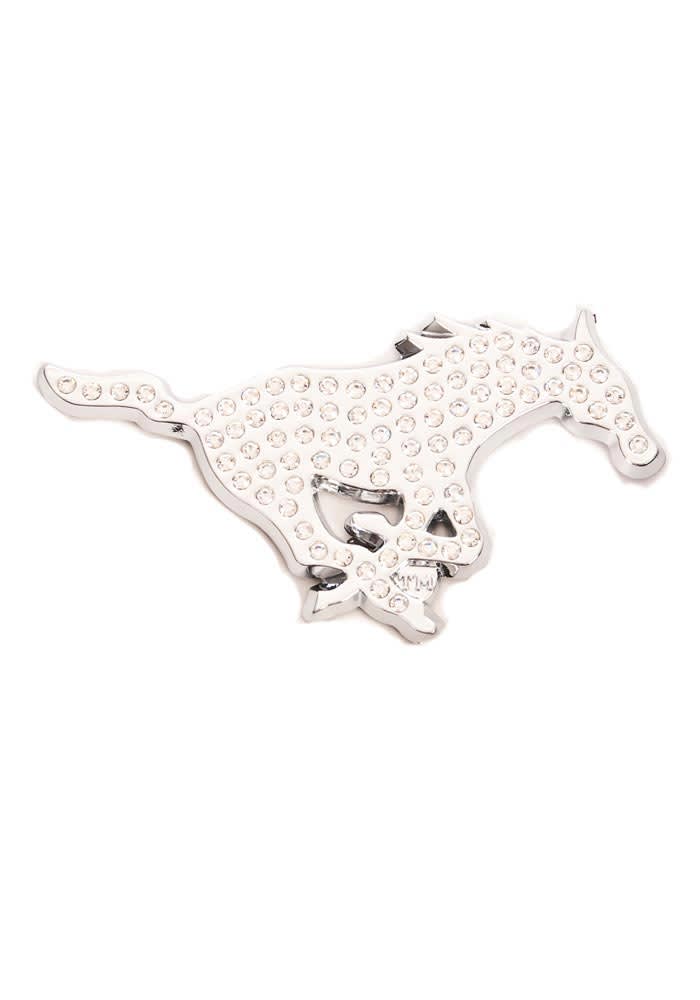 SMU Mustangs Crystal Car Emblem Silver
