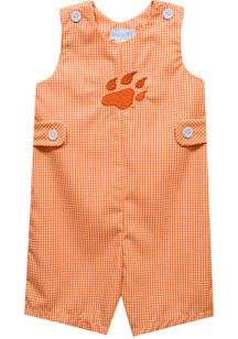 Vive La Fete Sam Houston State Bearkats Baby Orange Gingham Overalls