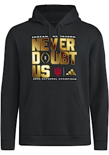 Adidas Indiana Hoosiers Mens Black 2025 CFP National Champions Locker Room Long Sleeve Hoodie