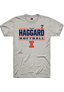 Ellie Haggard  Illinois Fighting Illini Ash Rally NIL Stacked Box Short Sleeve T Shirt
