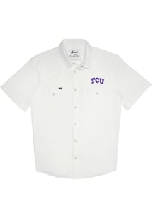 Snaps TCU Horned Frogs Mens White Tailgater Short Sleeve Dress Shirt