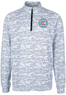 Cutter and Buck Chicago Fire Mens Charcoal Traverse Camo Big and Tall Qtr Zip