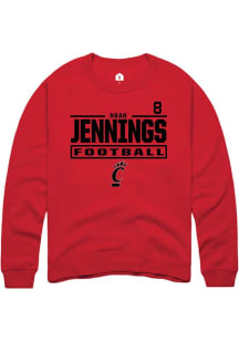 Noah Jennings Rally Mens Red Cincinnati Bearcats NIL Stacked Box Player Crew