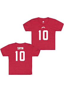 Julian Sayin Ohio State Buckeyes Youth Red NIL Shirzee Player Tee