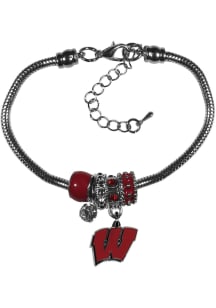 Wisconsin Badgers Euro Bead Bracelet Womens Bracelet