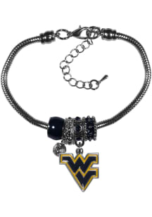 West Virginia Mountaineers Euro Bead Bracelet Womens Bracelet