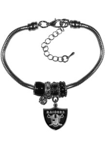 Las Vegas Raiders Euro Bead Bracelet Womens Bracelet