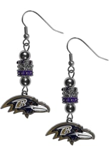 Baltimore Ravens Euro Bead Earrings Womens Earrings
