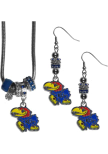 Kansas Jayhawks 2 Piece Euro Bead Womens Earrings