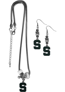 2 Piece Euro Bead Michigan State Spartans Womens Earrings - Grey