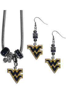 West Virginia Mountaineers 2 Piece Euro Bead Womens Earrings