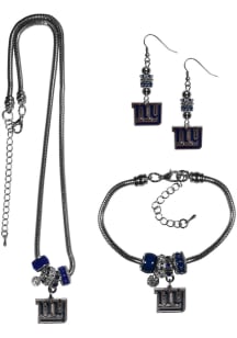 New York Giants 3 Piece Euro Bead Womens Earrings