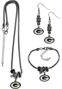 Green Bay Packers 3 Piece Euro Bead Womens Earrings