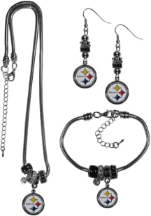Pittsburgh Steelers 3 Piece Euro Bead Womens Earrings