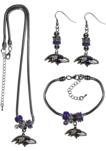 Baltimore Ravens 3 Piece Euro Bead Womens Earrings