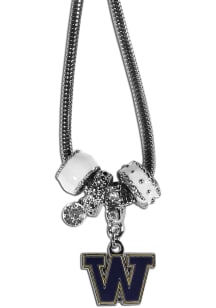 Euro Bead Washington Huskies Womens Necklace - Grey