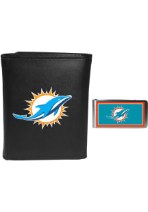Miami Dolphins Leather Mens Money Clip