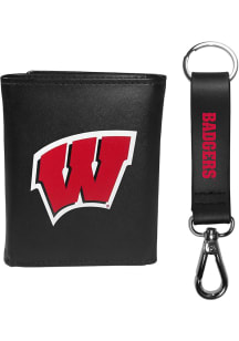 Wisconsin Badgers Leather Mens Trifold Wallet
