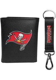 Tampa Bay Buccaneers Leather w Leather Key Chain Mens Trifold Wallet