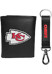 Kansas City Chiefs Leather w Leather Key Chain Mens Trifold Wallet