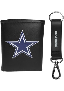 Dallas Cowboys Leather w Leather Key Chain Mens Trifold Wallet