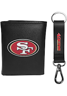 San Francisco 49ers Leather w Leather Key Chain Mens Trifold Wallet
