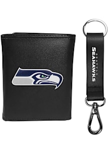 Seattle Seahawks Leather Key Chain Mens Trifold Wallet