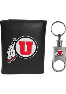 Utah Utes Valet Key Chain Mens Trifold Wallet