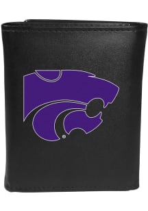 Large Logo K-State Wildcats Mens Trifold Wallet - Black
