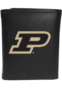 Large Logo Purdue Boilermakers Mens Trifold Wallet - Black